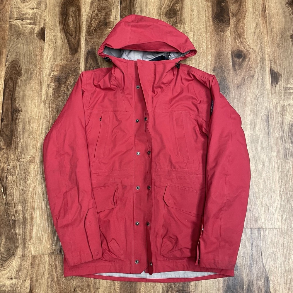 LANDS'END Men's Sz M 3-in-1 Removable Fleece Liner Hooded Full Zip Jacket Red
